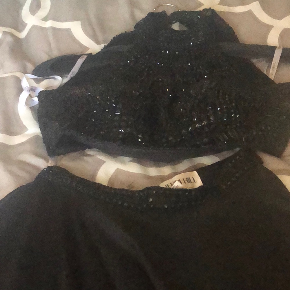 Black two piece prom dress